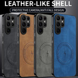 Luxury Leather Magnetic Shockproof Case For Samsung