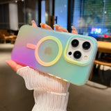 Rainbow Gradient Laser Magnetic Matte Phone Case For iPhone