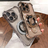 Luxury Shockproof Plating Bracket Magnetic Phone Case for iPhone