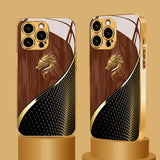 Luxury Gold Dragon Head Metallic Paint Glass Case for iPhone