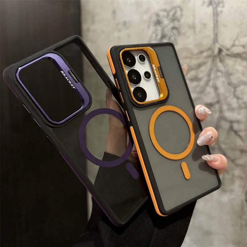 Magnetic Shockproof Metal Lens Stand Phone Case for Samsung