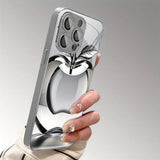 Clear Crystal Apple Pattern Plating Glass Phone Case For iPhone