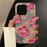 Matte Soft Silicone Flowers Phone Case For iPhone