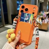 Cute 3D Flower Crossbody Wallet Silicone Case for iPhone