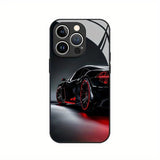 Black Cool Car Pattern Glass Material Phone Case For iPhone