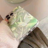 Summer Green Shiny Butterfly Bow Pearl Pendant Phone Case for iPhone