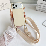 Crossbody Strap Matte Silicone Shockproof Soft Case For iPhone