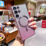 Plating Glitter Magnetic Magsafe Wireless Charging Case For Samsung