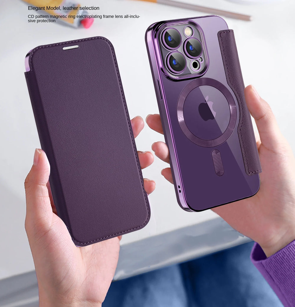 Flip Leather Card Holder Magnetic Case for iPhone