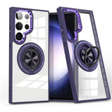 Magnetic Transparent Rotating Metal Stand Case For Samsung