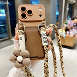 Cute 3D Flower Crossbody Wallet Silicone Case for iPhone