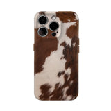 Brown & White Cowhide Double-layer Back Phone Case for IPhone