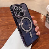 New Fashion Glitter Diamond Magnetic Transparent Case For iPhone