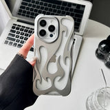 3D Flame pattern Hollow Slim Shockproof Phone Case for iPhone