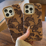 Vivid Leopard Pattern Bonded Leather Shockproof Case For iPhone