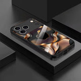 Black‑Gold Gradient Ripple Apple Pattern Case for iPhone