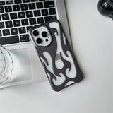 3D Flame pattern Hollow Slim Shockproof Phone Case for iPhone