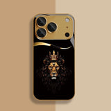 Cool Crown Lion Gold Glass Case for iPhone