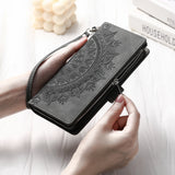 Luxury Embossed Card Slots Zipper Wallet Leather Case for Samsung
