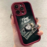 "Time is Money" Printed Soft Phone Case For iPhone