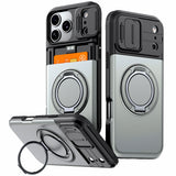 Armor Reinforced Shock‑Absorbent Case With Card Slot & Stand for iPhone