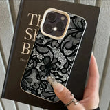 Black Lace Pattern Shockproof Soft Phone Case For iPhone