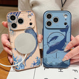 Whale Patterned Magnetic Shockproof Lens Protect Phone Case For iPhone