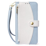 Stylish Color Block Wallet Case with Lanyard for iPhone