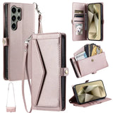 Leather Long Lanyard Wallet Flip Case for Samsung