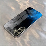 Blue & Black Smoke Swirl Tempered Glass Phone Case for iPhone