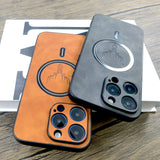 Luxury PU Leather Magnetic Wireless Charge Case For iPhone