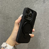 Luxury Business Leather Ring Stand Magnetic Case For iPhone