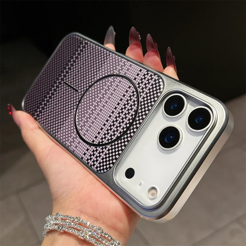 Plating Carbon Fiber Armor Magnetic Phone Case for IPhone