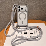 Crossbody Lanyard Magnetic Shockproof Clear Case For iPhone