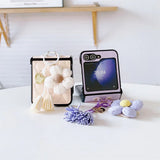 Stylish Flower Ring Holder Leather Case for Samsung Z Flip
