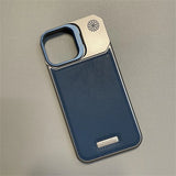 Metal Lens Holder Frameless Leather Magnetic Case For iPhone