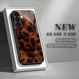 Brown Leopard Print Pattern Glass Phone Case For Samsung