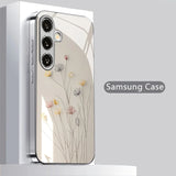 Luxury Floral Pattern Electroplate Glass Phone Case For Samsung