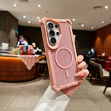Transparent Glitter Magnetic 2in1 Airbag Shockproof Case For Samsung