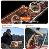 Flower Totem Cork Material 360 ° Rotating Stand Phone Case for Samsung