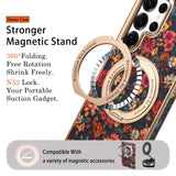 Flower Totem Cork Material 360 ° Rotating Stand Phone Case for Samsung