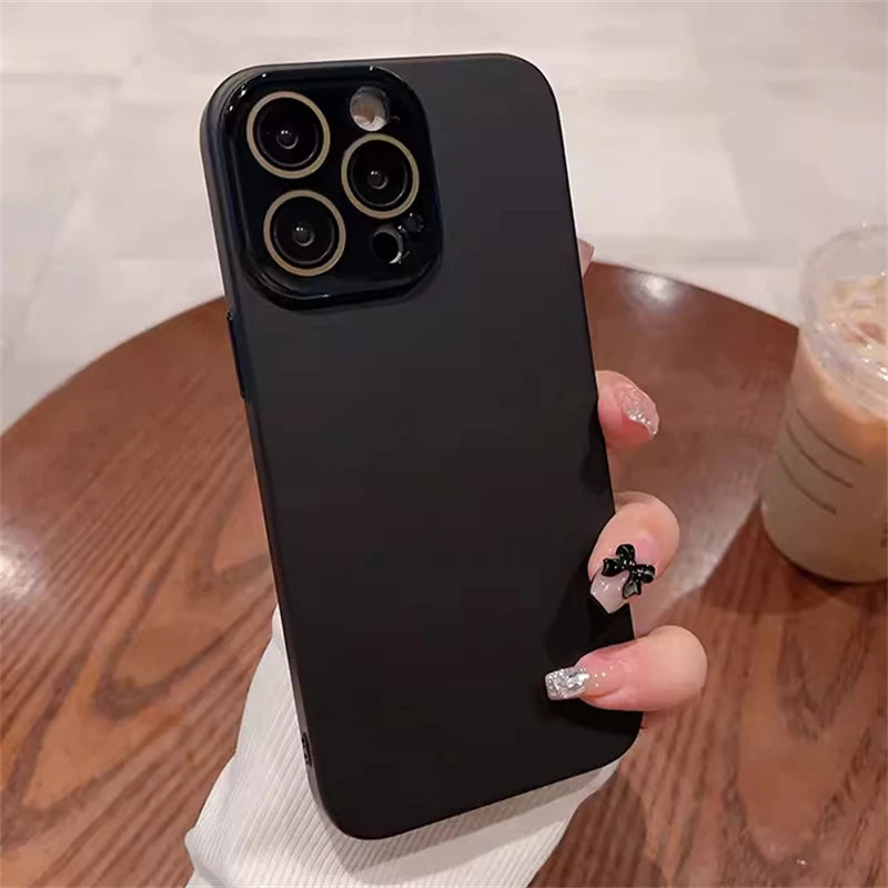 Simple Matte Full Coverage Lens Protection Case For iPhone