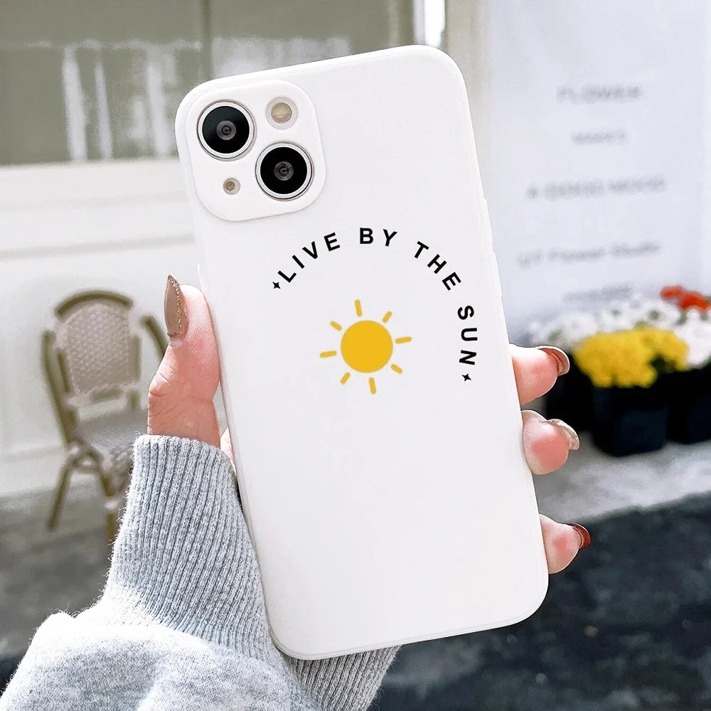 Simple Sun Moon Black White Couple Phone Case For iPhone