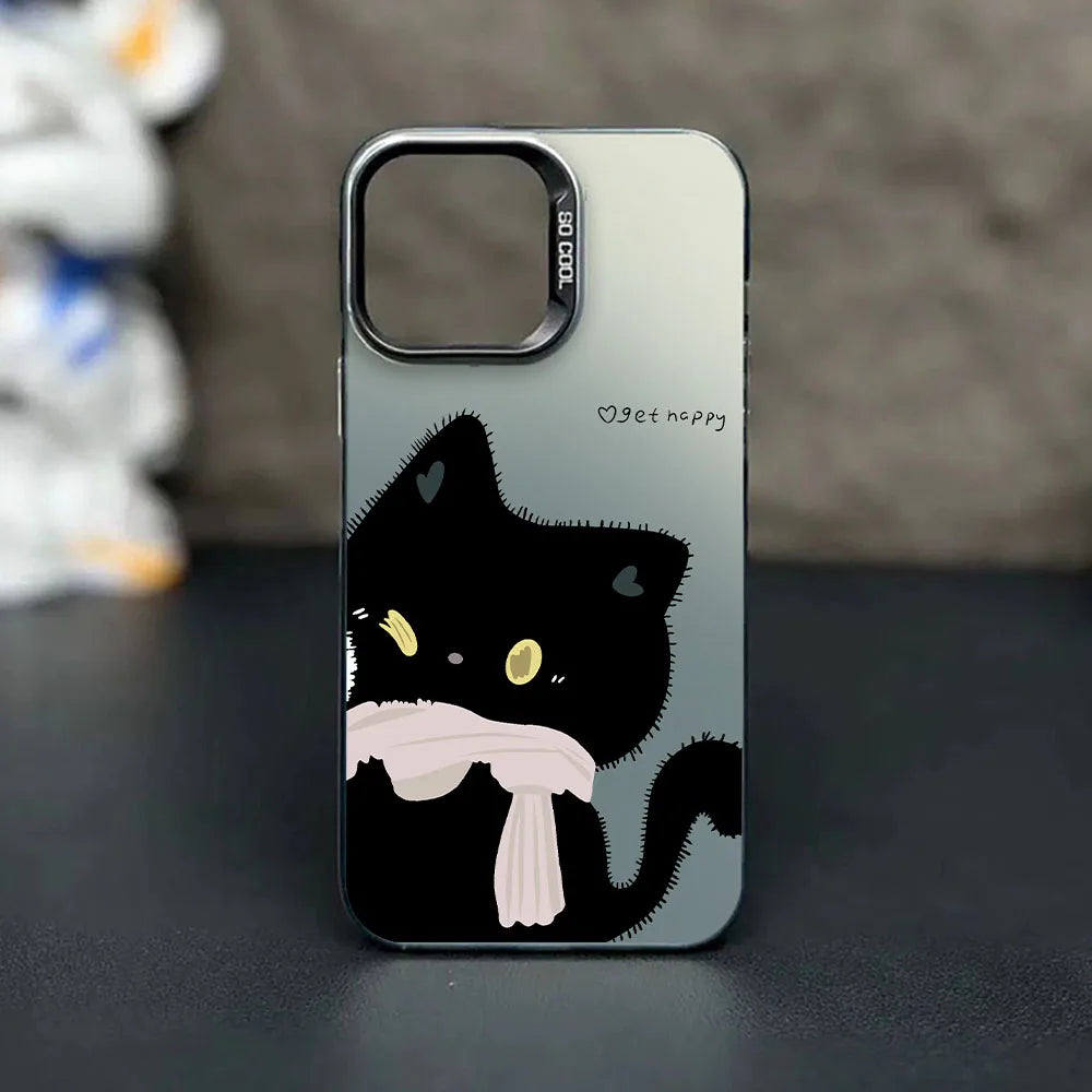 Cute Cat Matte Laser Phone Case for iPhone