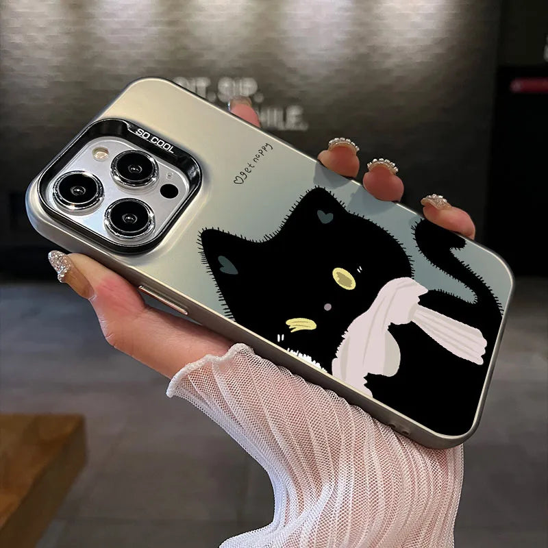 Cute Cat Matte Laser Phone Case for iPhone