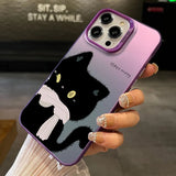 Cute Cat Matte Laser Phone Case for iPhone