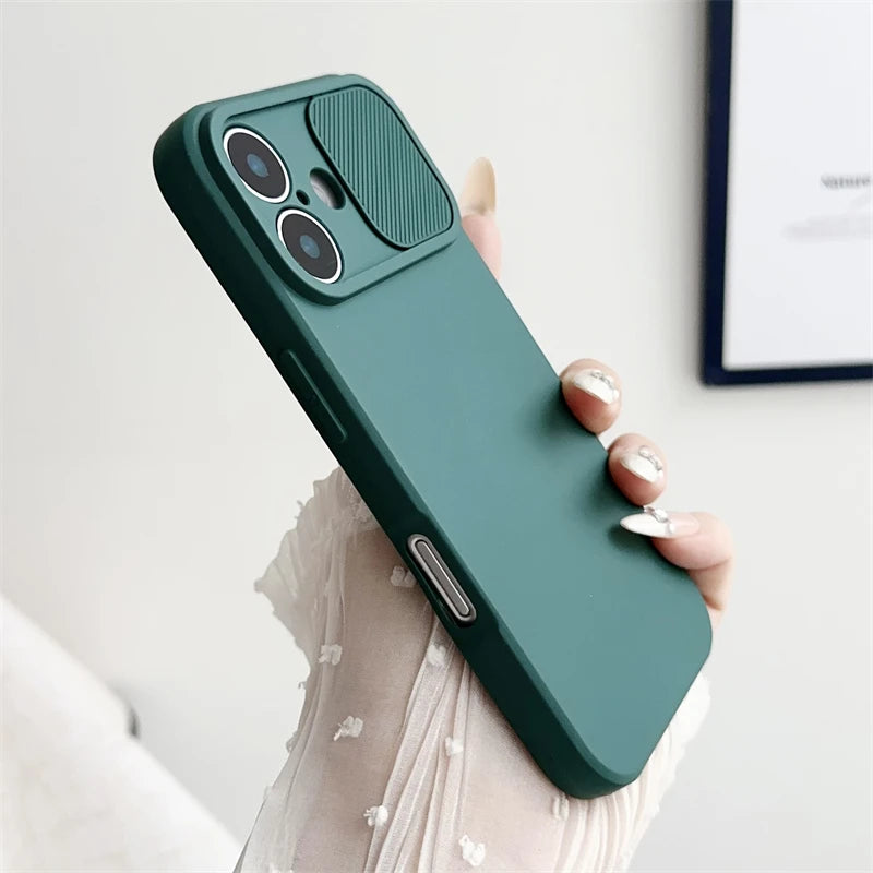 Slide Camera Lens Protection Soft Silicone Case For iPhone