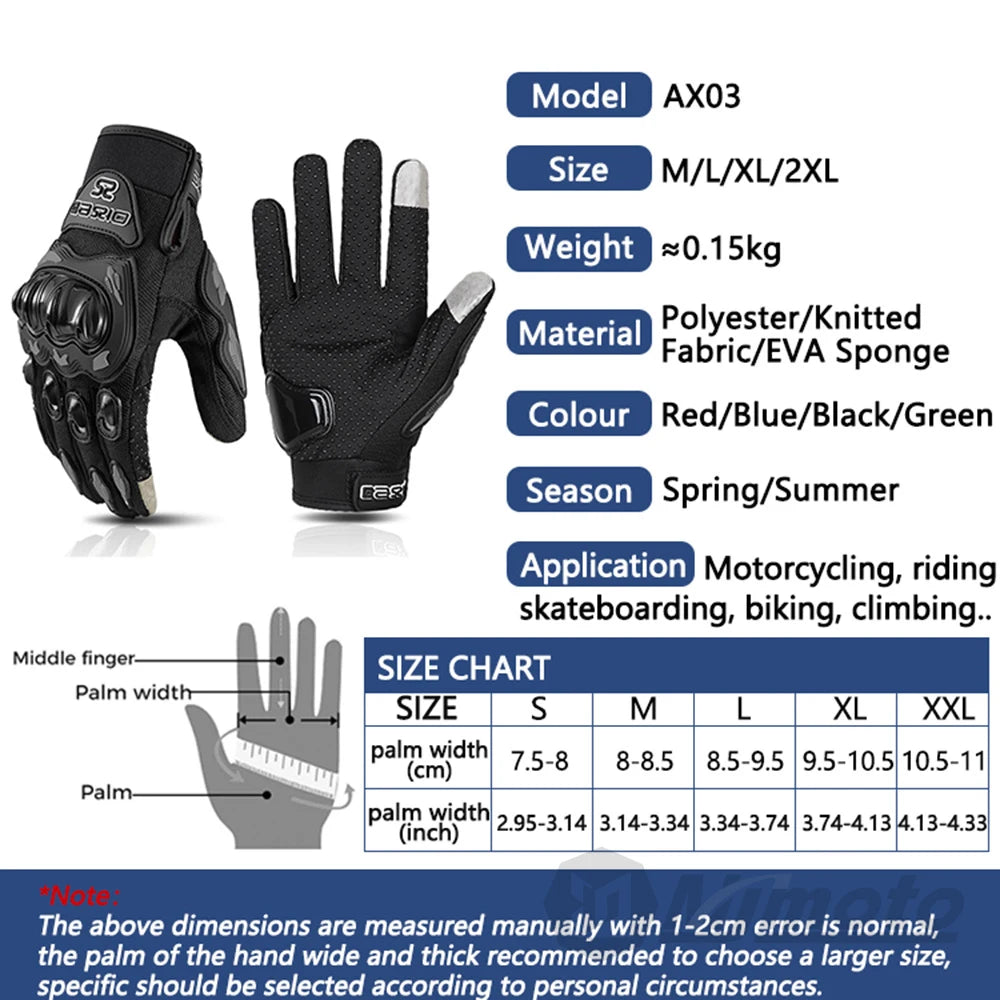 Summer Breathable Non-slip Wear-resistant Full Finger Motorcycle Gloves