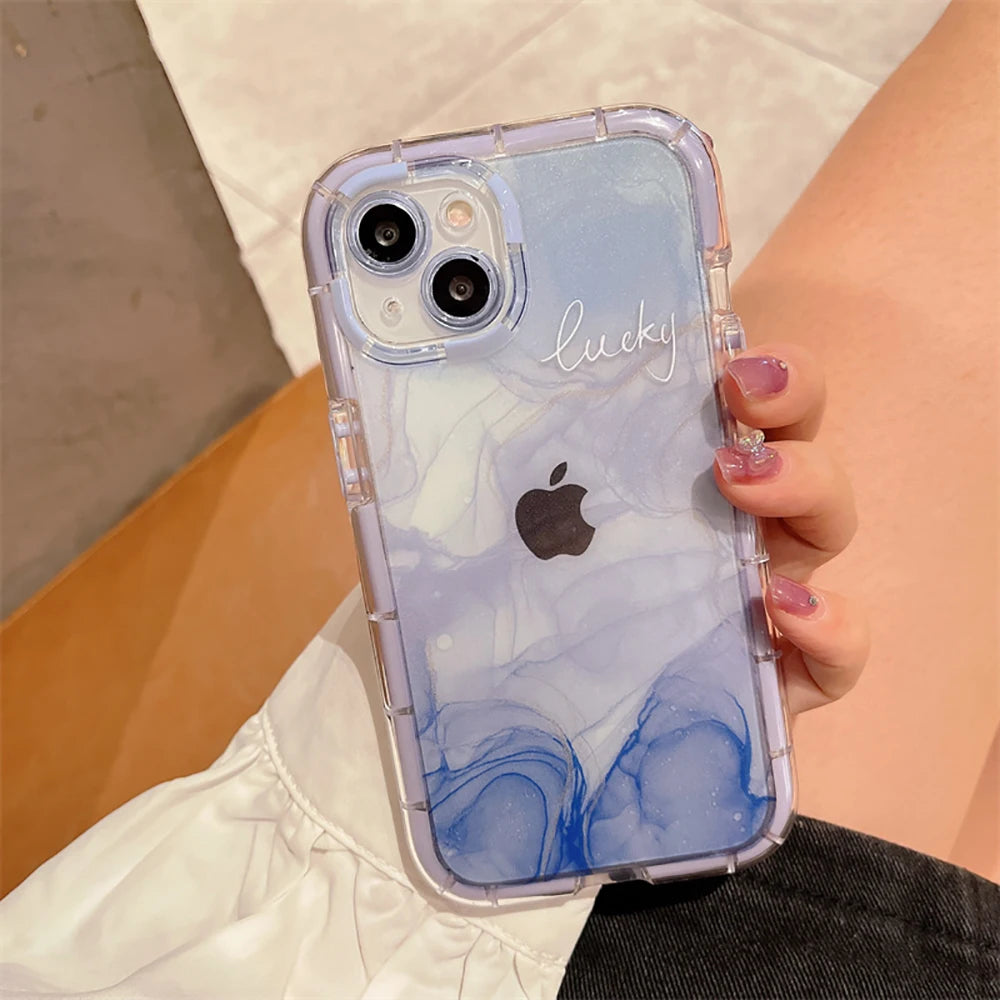 Shockproof Gradient Marble Bumper Case For iPhone