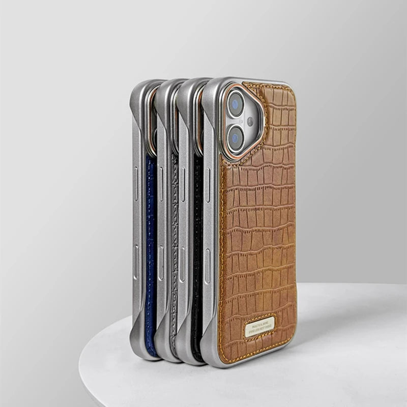 Ultrathin Borderless Crocodile Texture Leather  Phone Case for iPhone